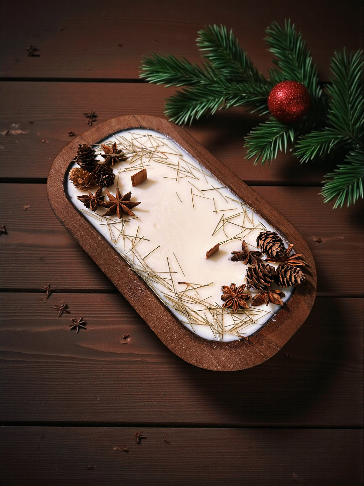 Cedar & Frankincense -- Wood-Wick Christmas Dough Bowl Candles -- by Moon Water Apothecary