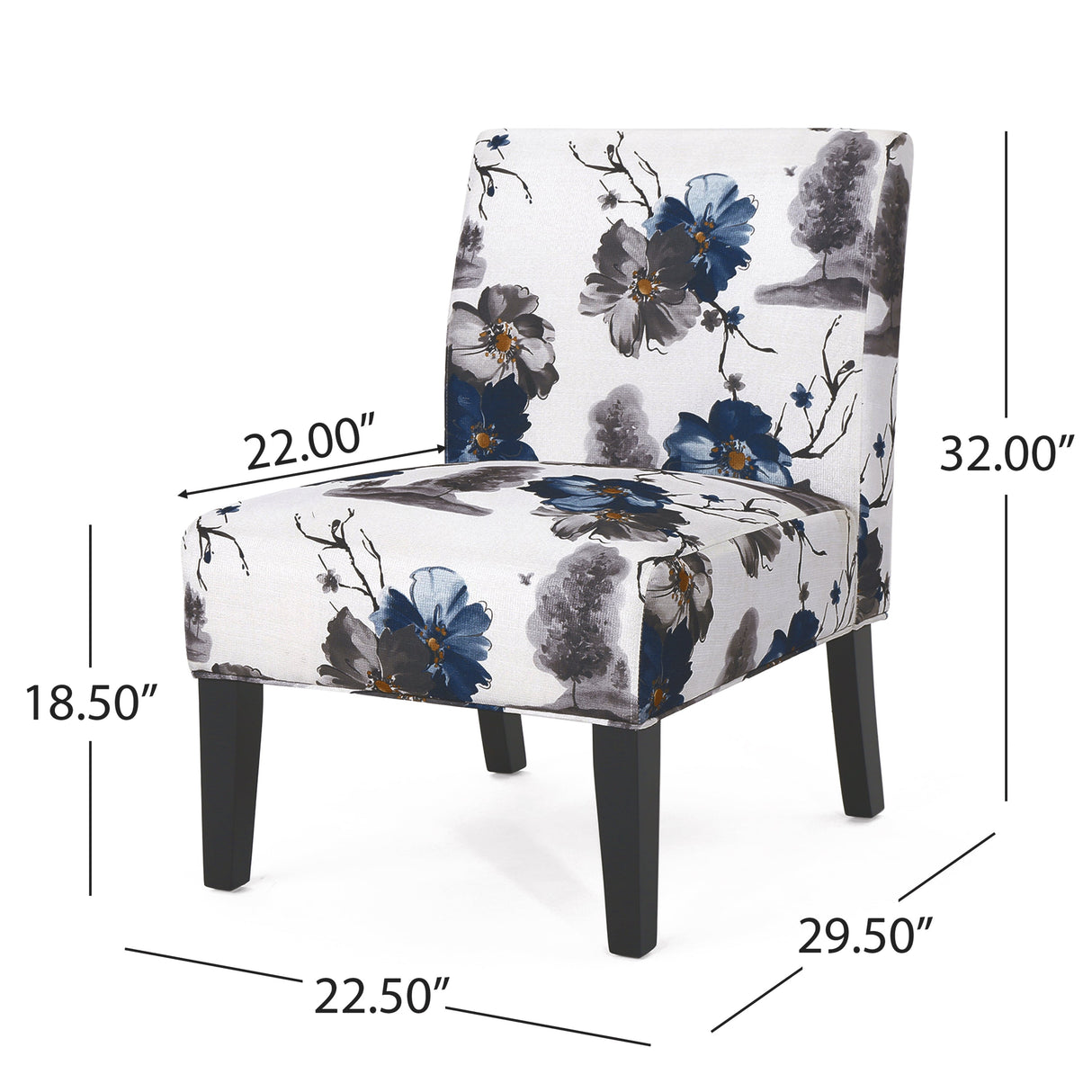 Floral Watercolor Armless Accent Chair