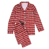 Flannel Women Pajamas Set, Penguins Red