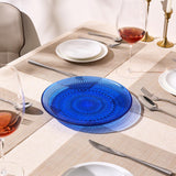 Glass Hobnail Dinner or Charger Plates | Set of 4 | Dark Blue