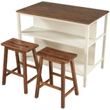 Rustic 3-piece Stationary Kitchen Island Set