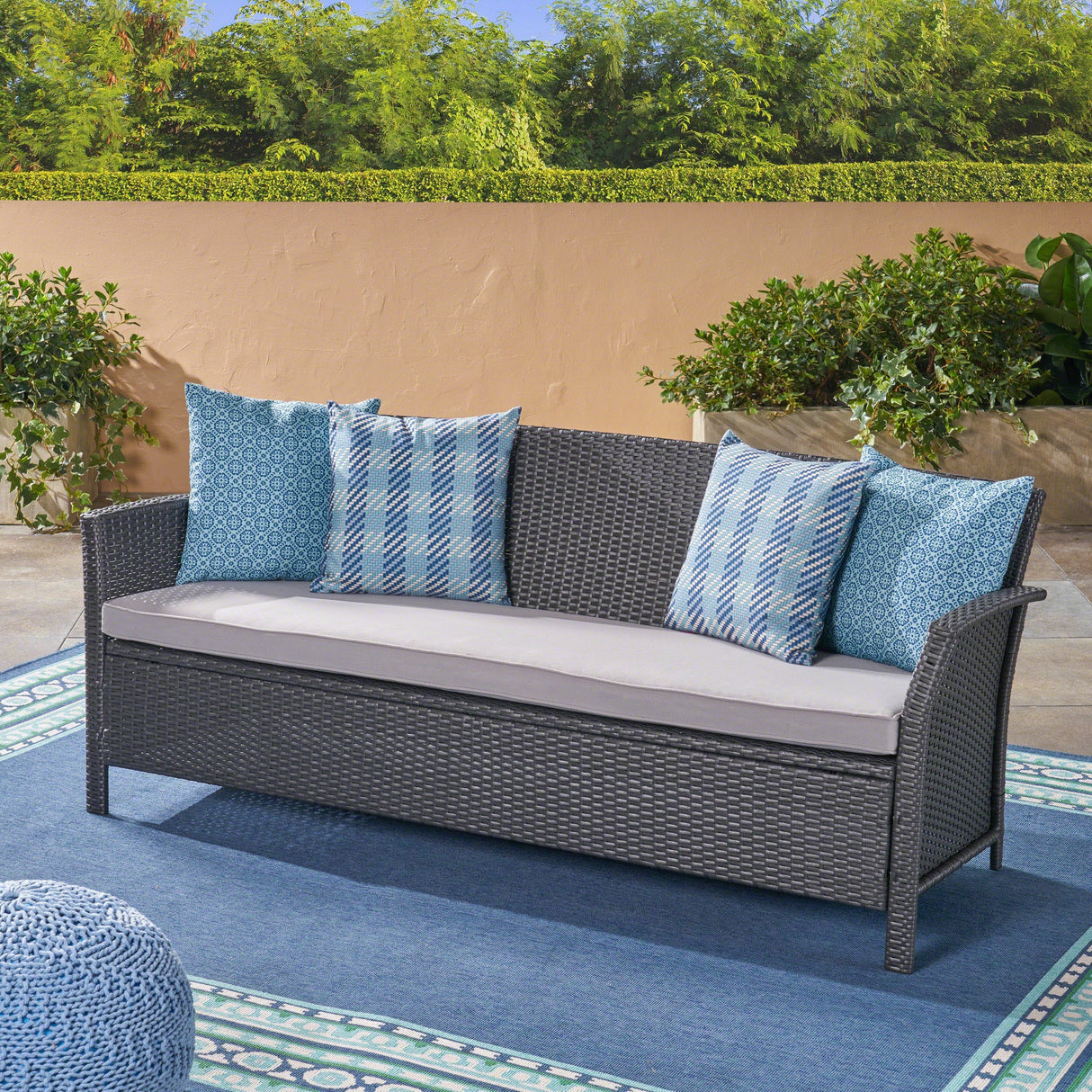 St Lucia Three-Seater Outdoor Rattan Sofa