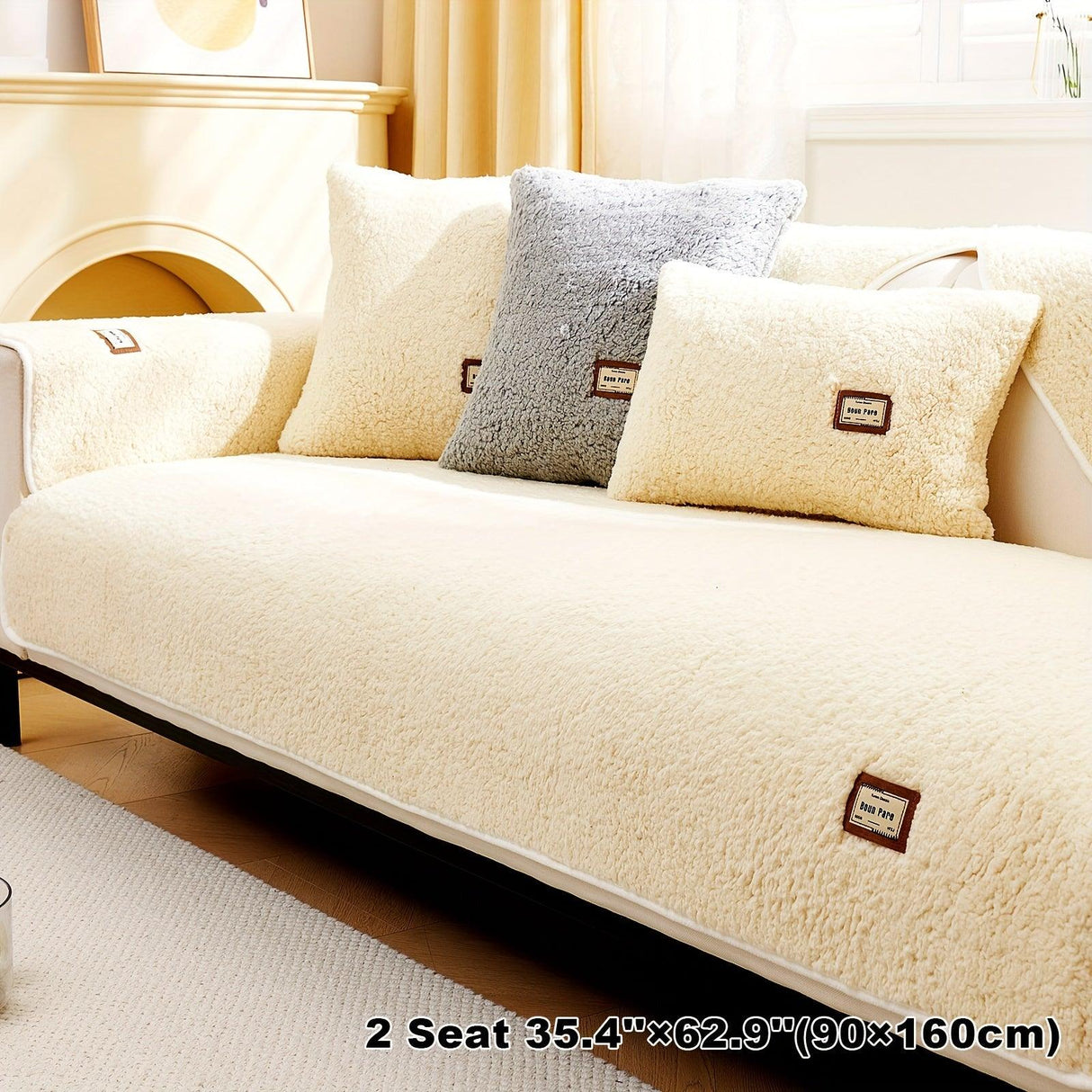 Durable 3 cushion couch cover | High-Quality Plush Sherpa Sofa Cover