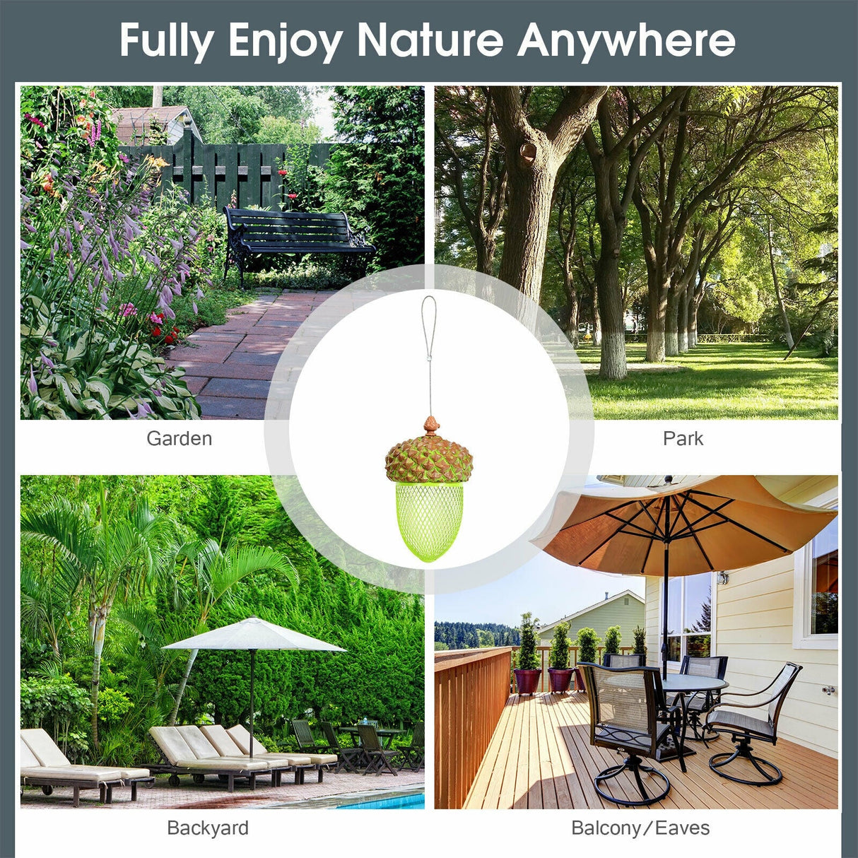 Metal Acorn Wild Bird Feeder