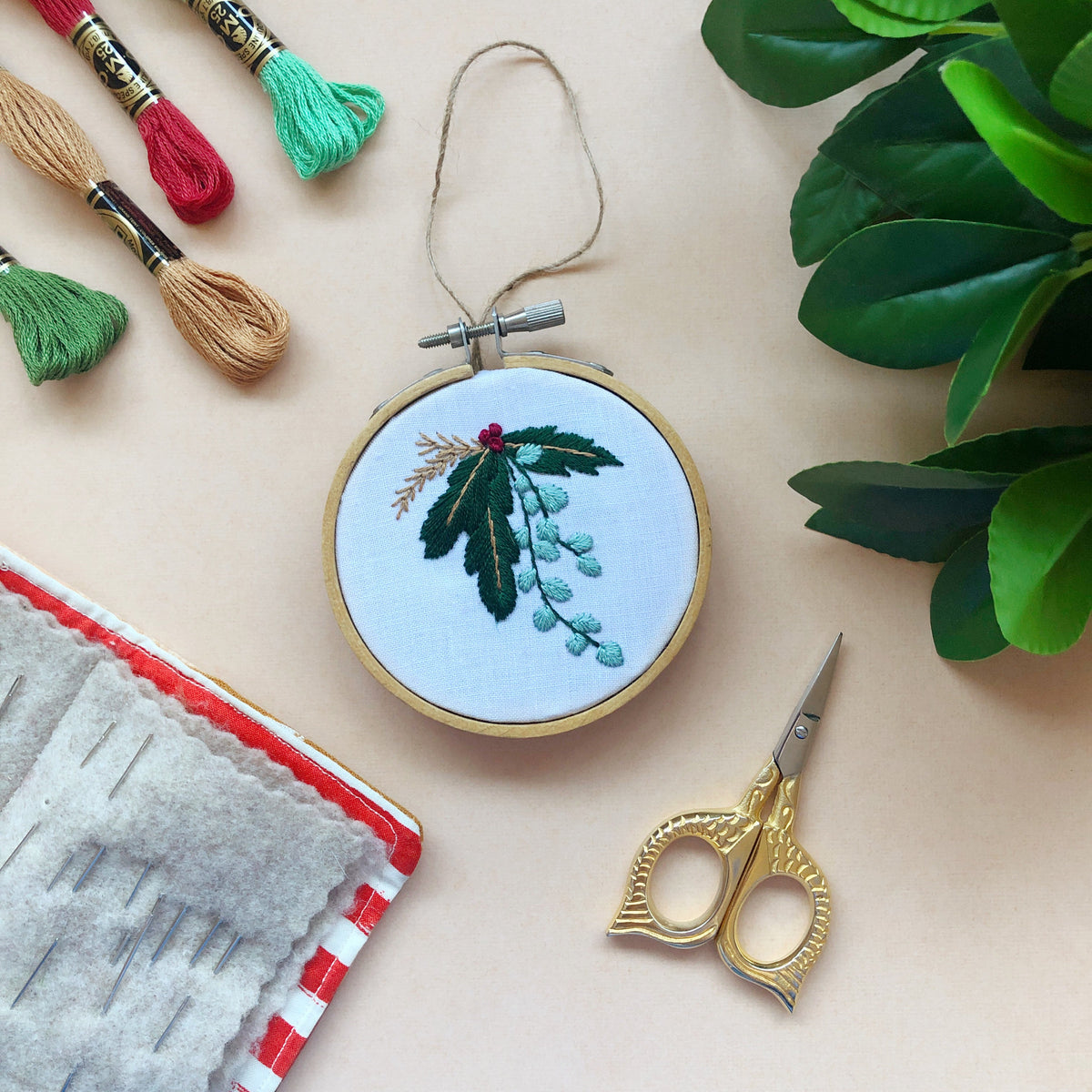 Mini Embiodery Set Winter Botanicals Ornament- Mini Embroidery Kit for Beginners – Plow ...