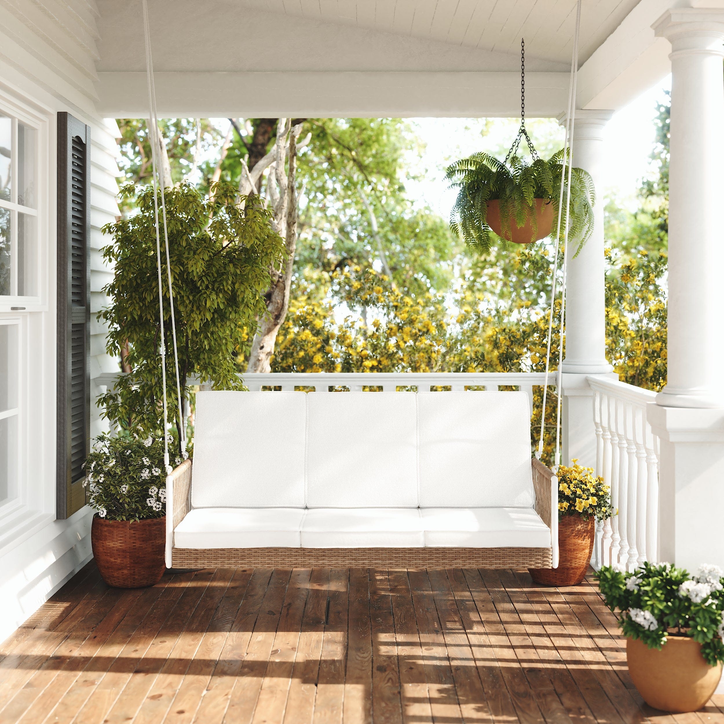 East Green Anderson Wicker Porch Swing