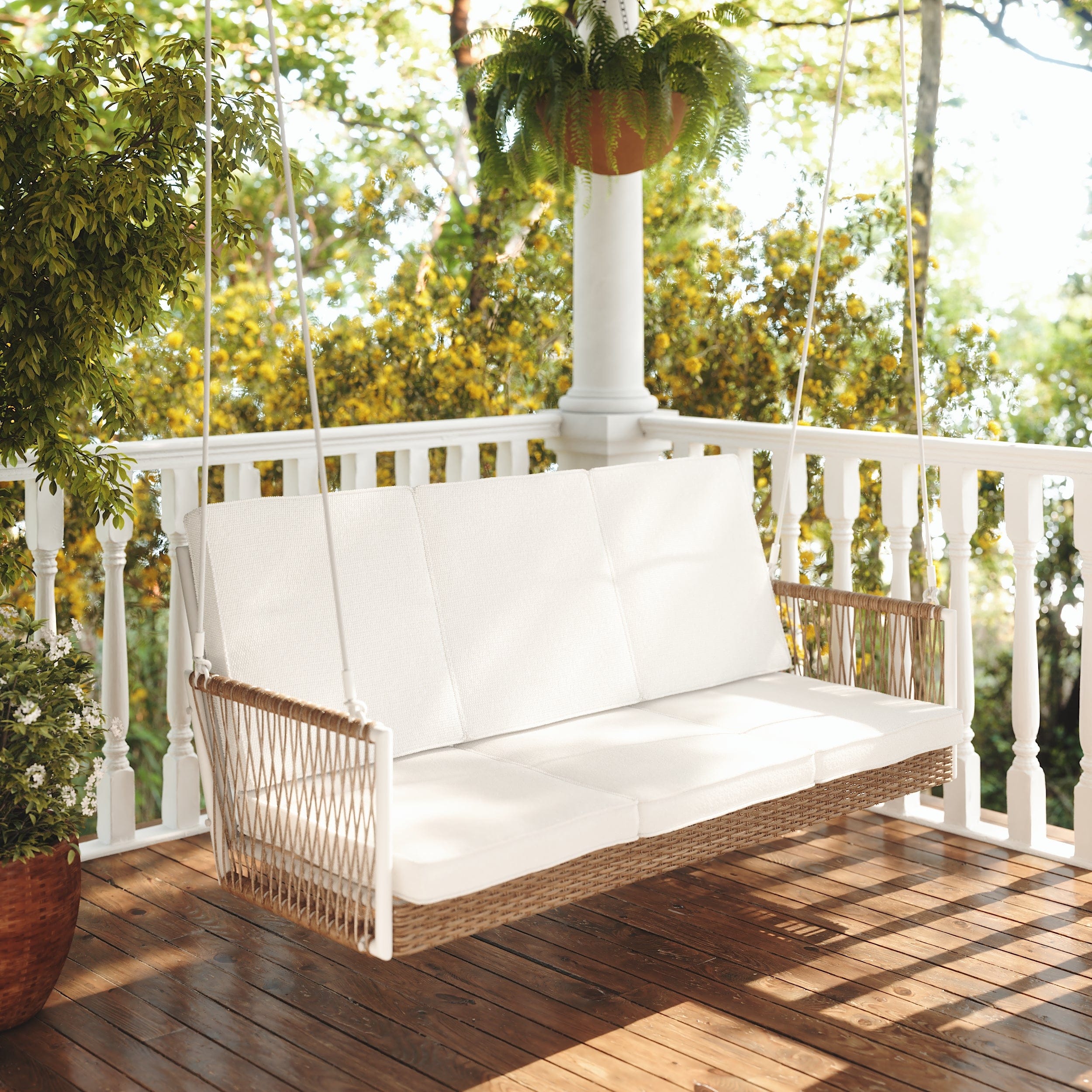East Green Anderson Wicker Porch Swing - Thumbnail 3