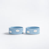 Blue Stoneware Ceramic Pet Bowls Medium, Set of 2