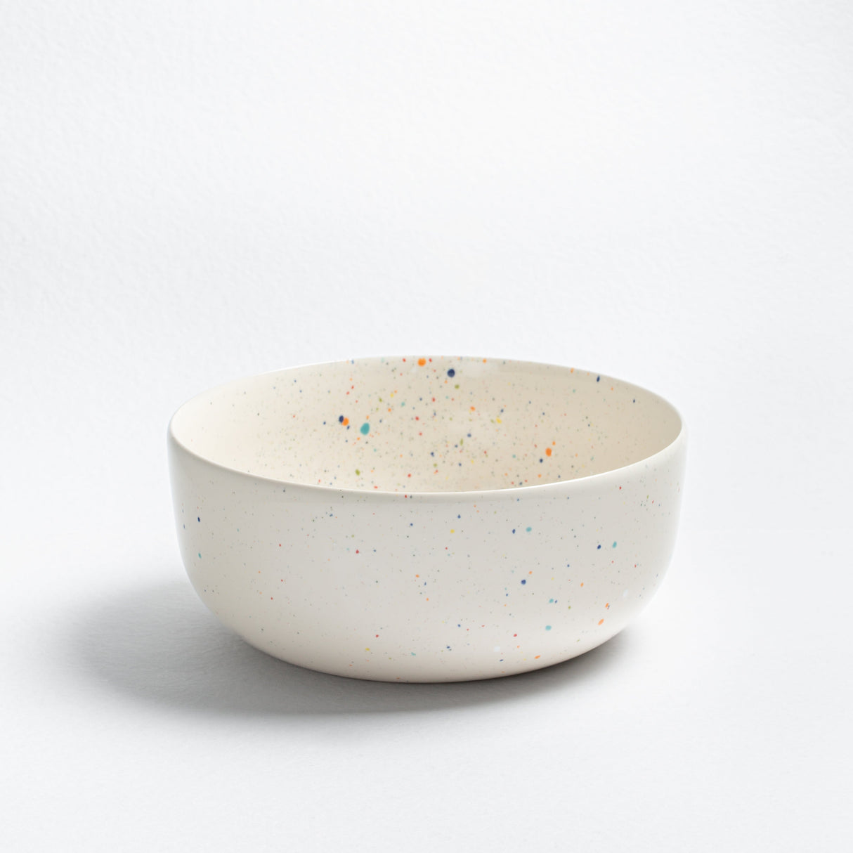 White Stoneware Ceramic Salad Bowl, 10.2"