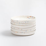 White Low Stoneware Ceramic Pasta Plates,  9", Set of 6