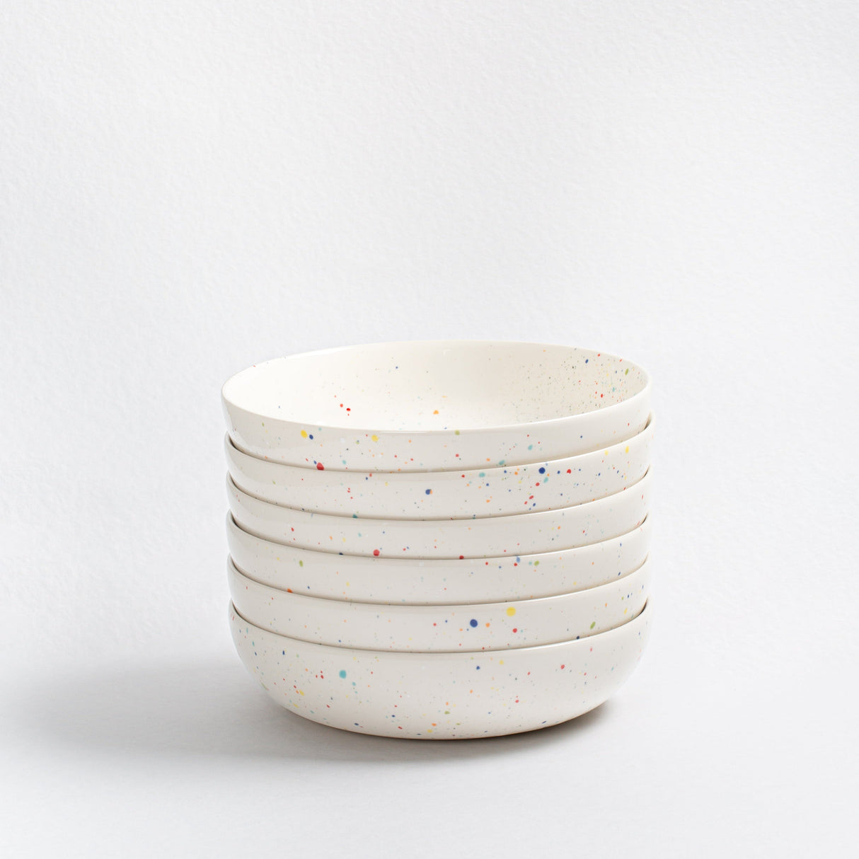 White Stoneware Ceramic Pasta Plates, 8.3", Set of 6