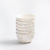 White Stoneware Ceramic Bowls, 6.3", Set of 6