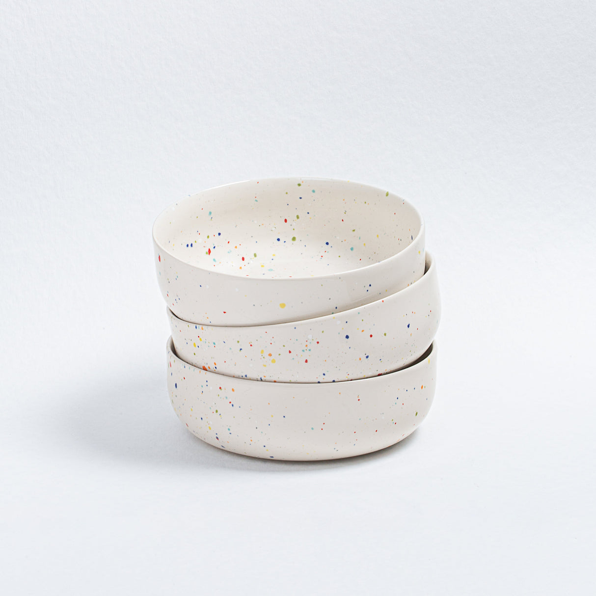 White Stoneware Ceramic Big Bowls, Set of 6