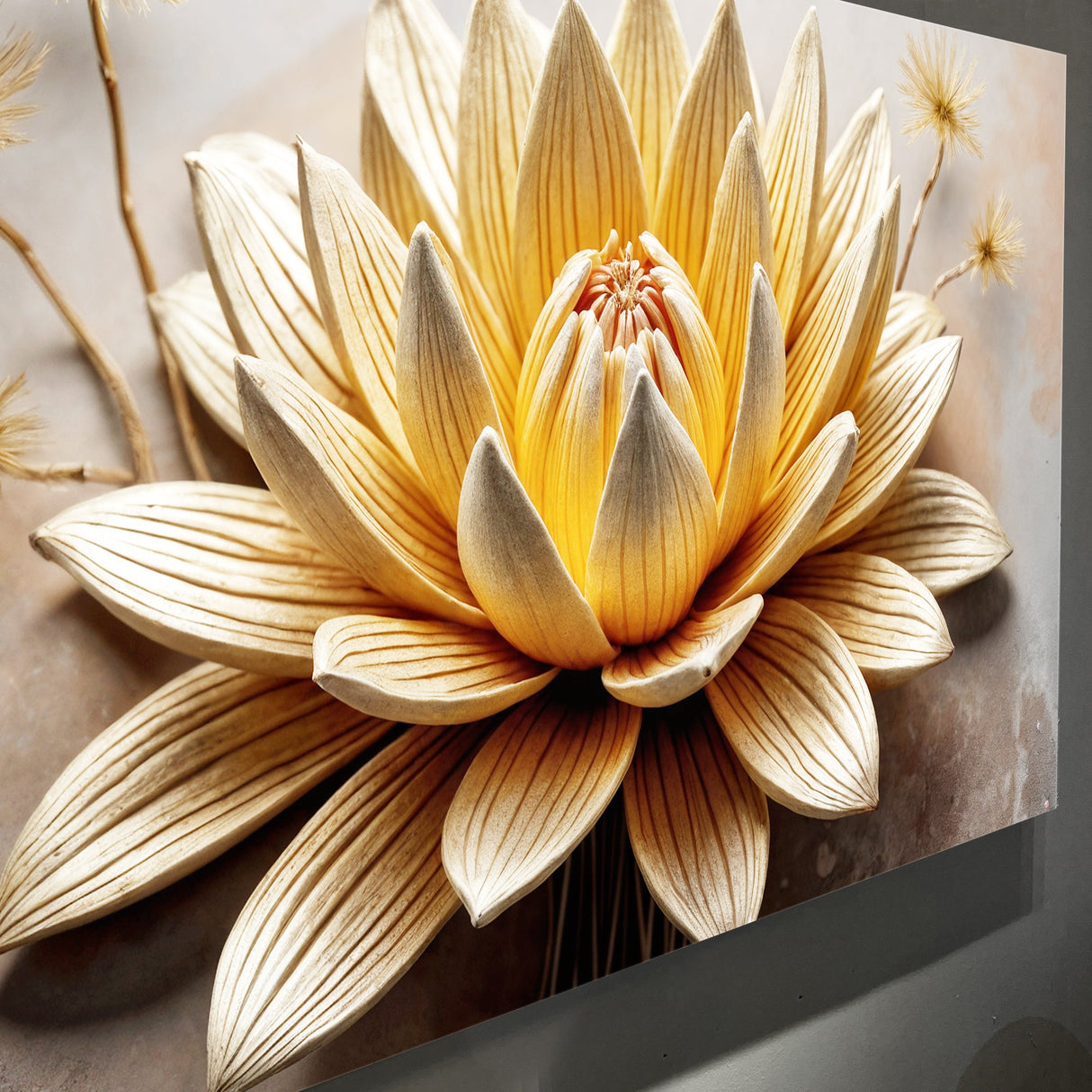 Golden Lotus Minimalist Abstract Wall Art