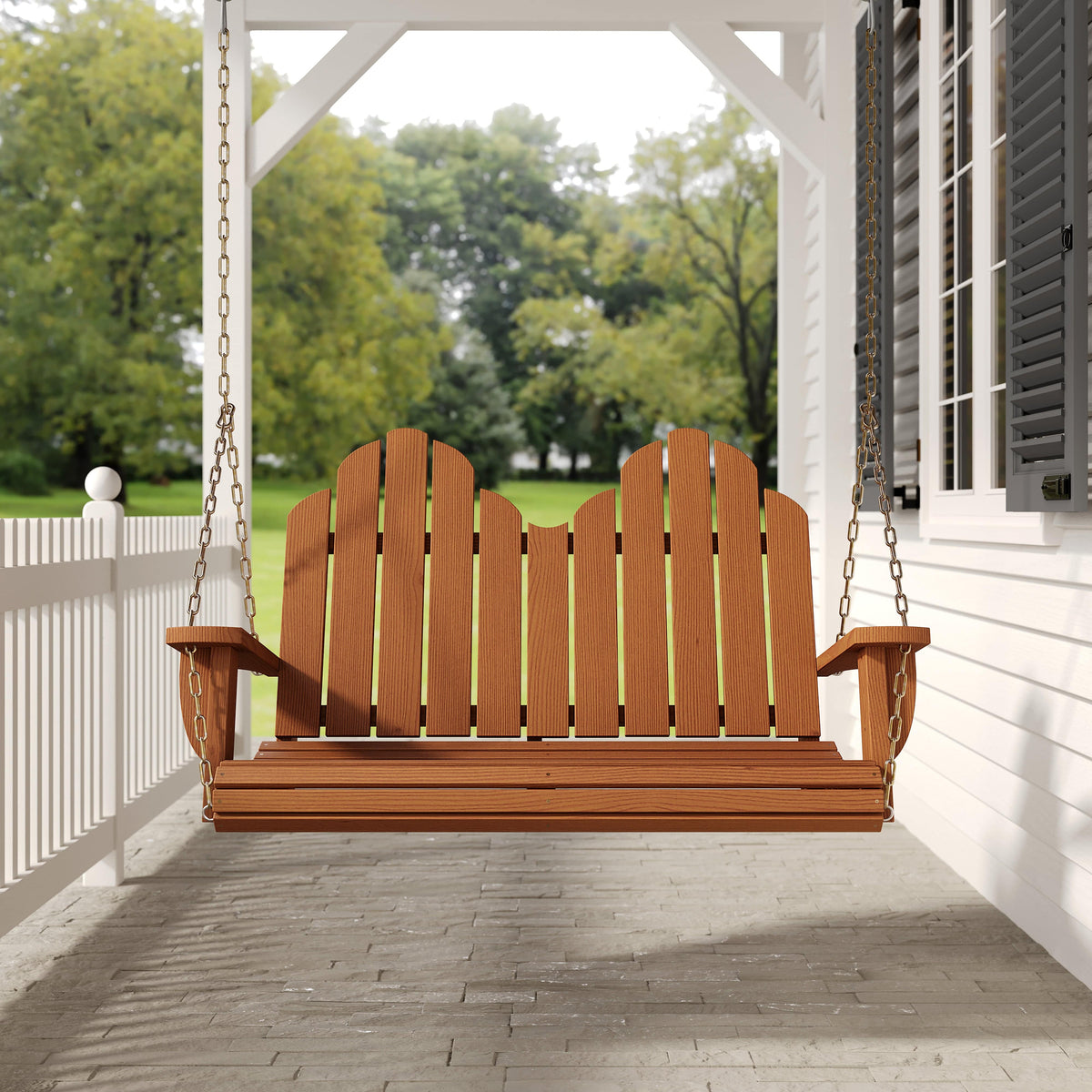 Amish Casual Adirondack Heavy Duty Porch Swing, Semi-Solid Grey