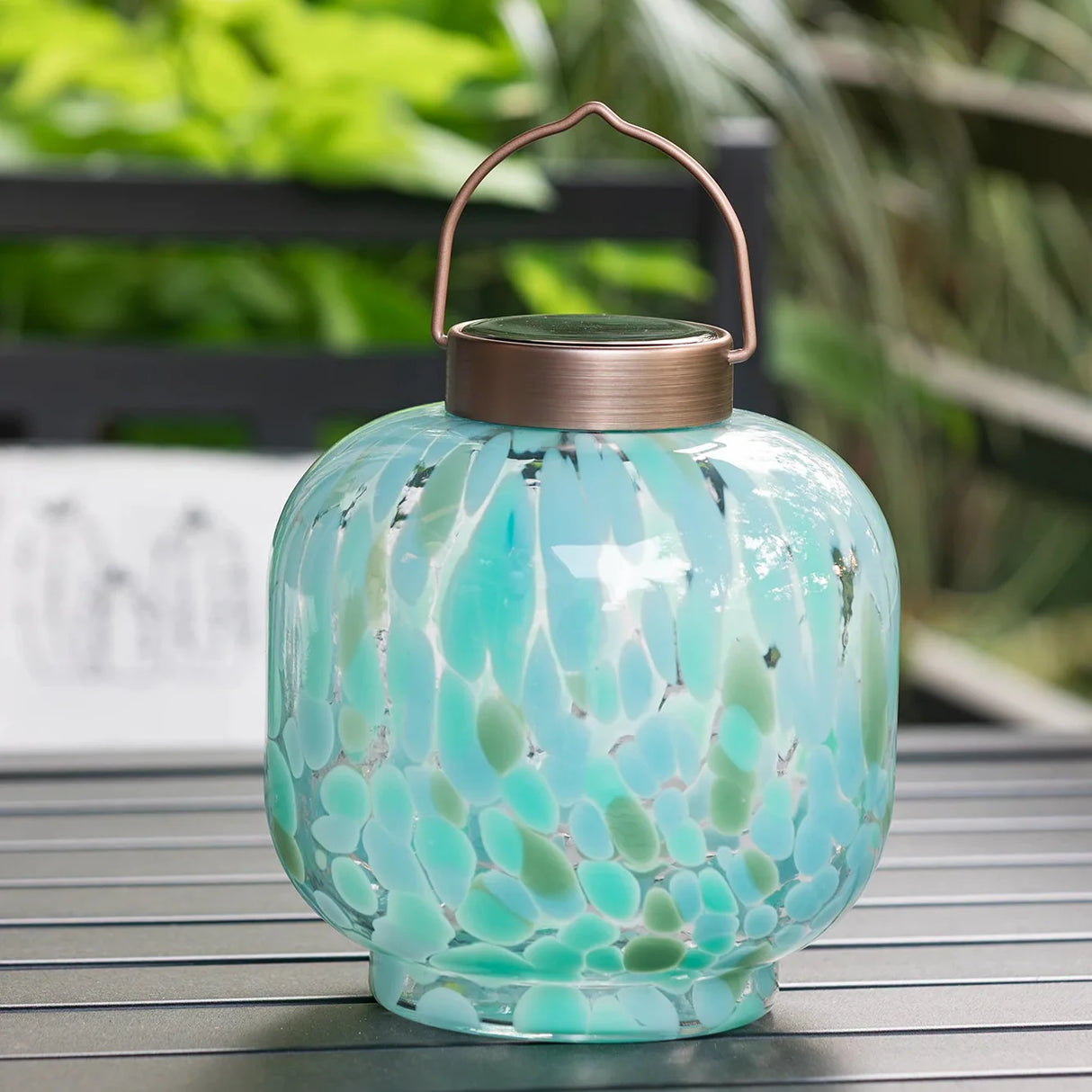 Cabin Solar Lantern Handblown Glass, 8"