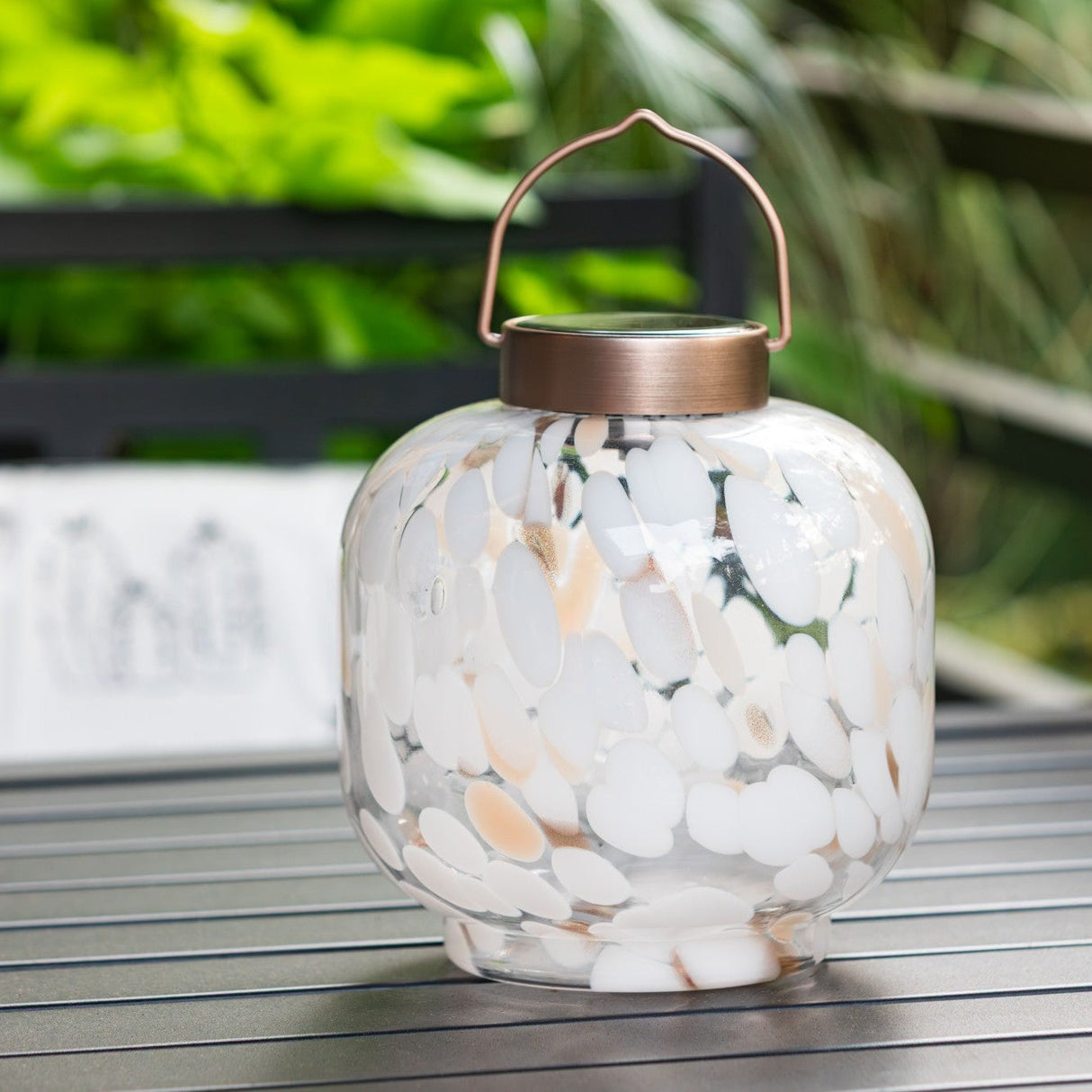 Cabin Solar Lantern Handblown Glass, 8"