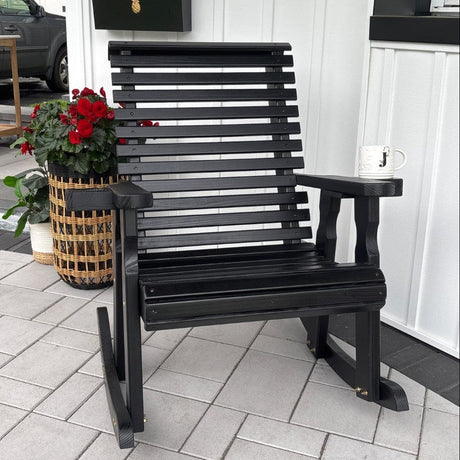 Amish Casual Heavy Duty Roll Back Wooden Outdoor Rocking Chair