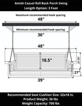 Amish Casual Roll Back Porch Swing