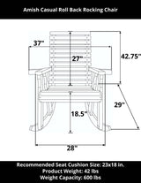 Amish Casual Heavy Duty Roll Back Wooden Outdoor Rocking Chair