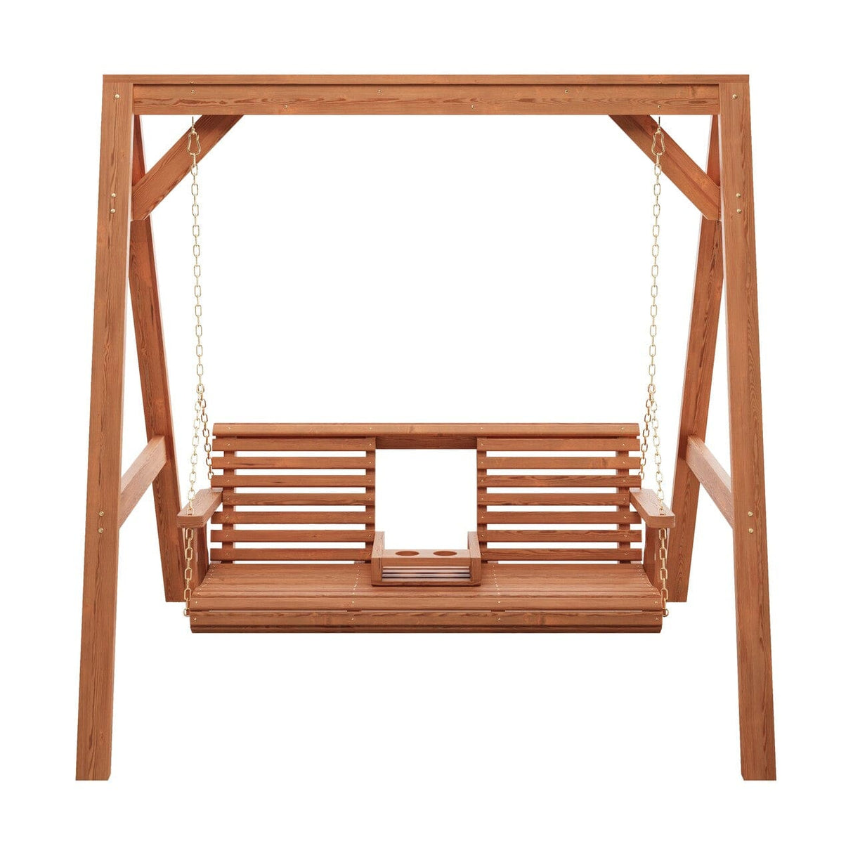 Amish Casual Console Porch Swing with A-Frame Stand