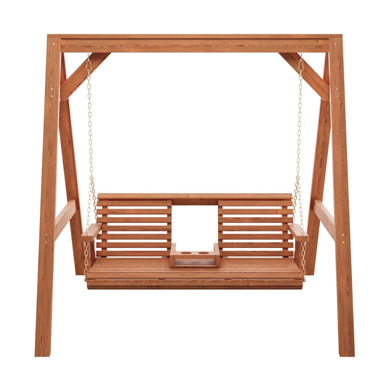 Amish Casual Console Porch Swing with A-Frame Stand