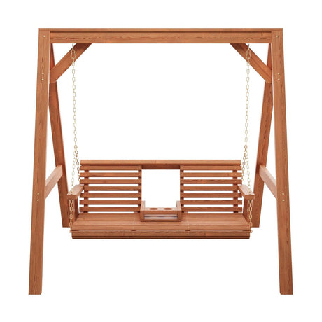 Amish Casual Console Porch Swing with A-Frame Stand