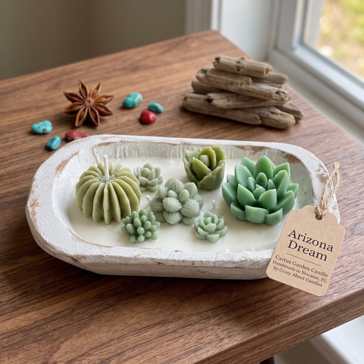 Dough Bowl Candle | Soy Wax Bowl Candle | Cactus Candle