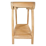 Norwegian Natural Teak Shower and Bath Curved Spa Bench with Shelf - 30"