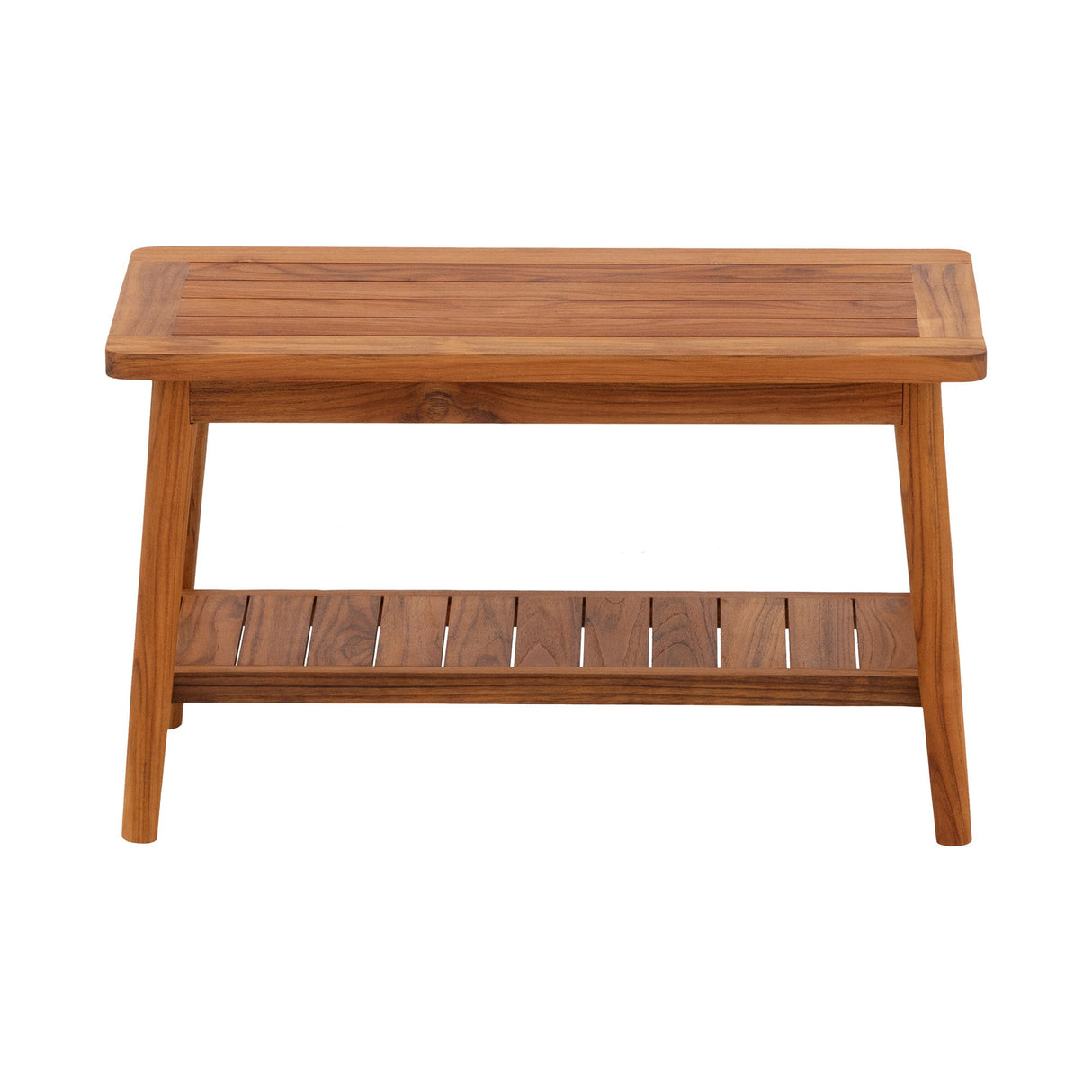 Oiled Teak Bath Bench with Shelf, 30"