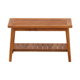 Oiled Teak Bath Bench with Shelf, 30"