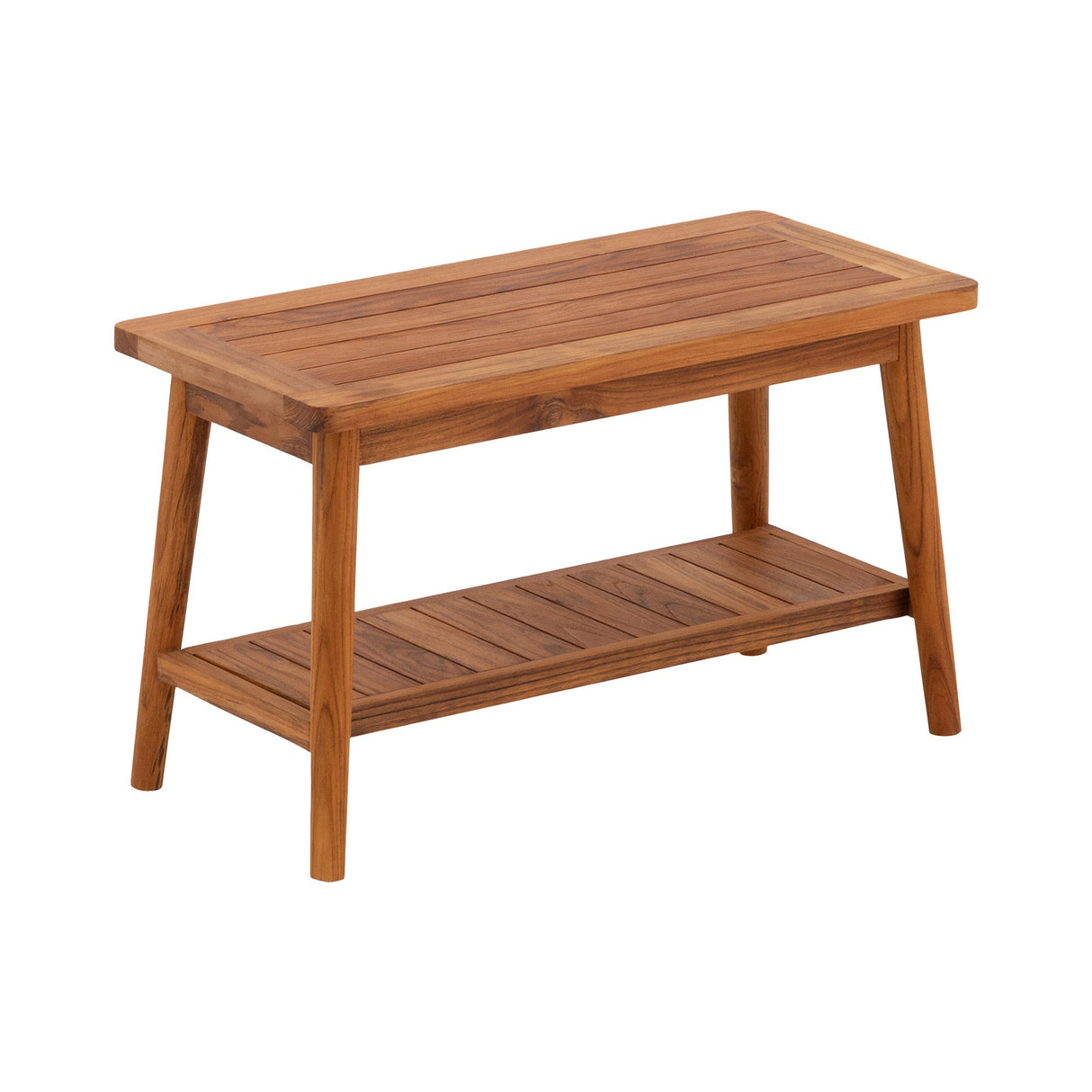 Oiled Teak Bath Bench with Shelf, 30"