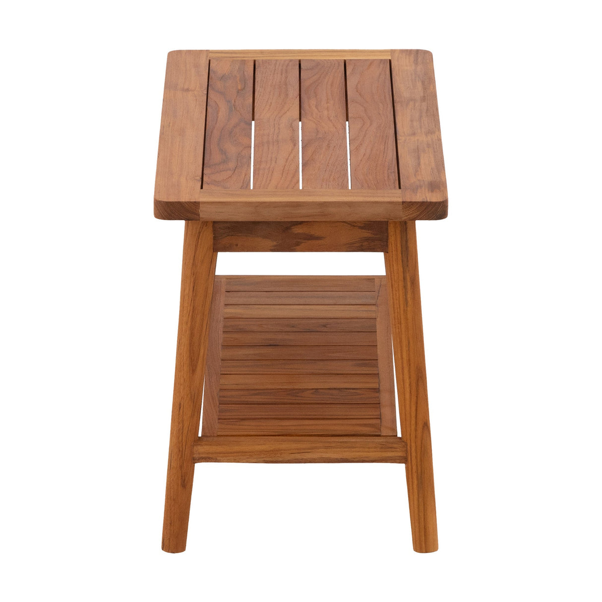 Oiled Teak Bath Bench with Shelf, 30"
