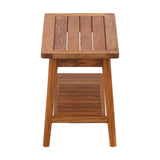 Oiled Teak Bath Bench with Shelf, 30"