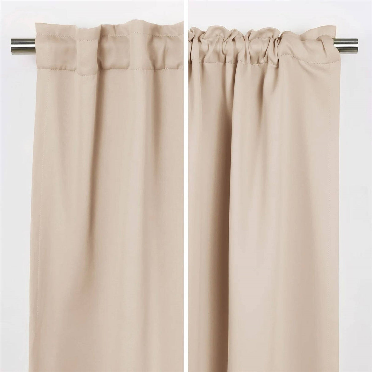 52 x 120 inch Solid Beige Cream Thermal Blackout Curtain Panels - Set of 2