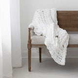 Infinite Chunky Knit Blanket, Minky, 43” x 70”, Blanc
