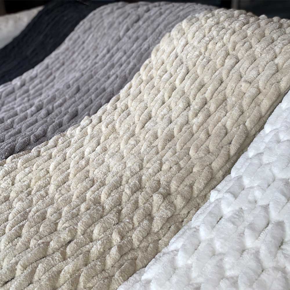 Infinite Chunky Knit Blanket, Minky, 43” x 70”, Sand