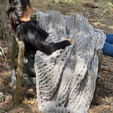 Infinite Chunky Knit Blanket, Minky, 43” x 70”, Mist