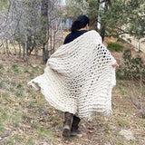 Infinite Chunky Knit Blanket, Minky, 43” x 70”, Sand