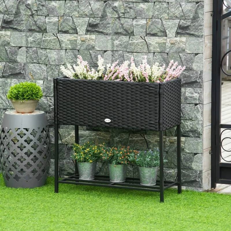 Rattan Wicker Raised Garden Bed