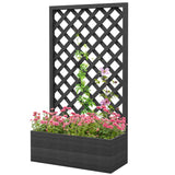 Wooden Raised Garden Bed with Lattice Trellis