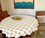 Beige Gingham Tablecloth