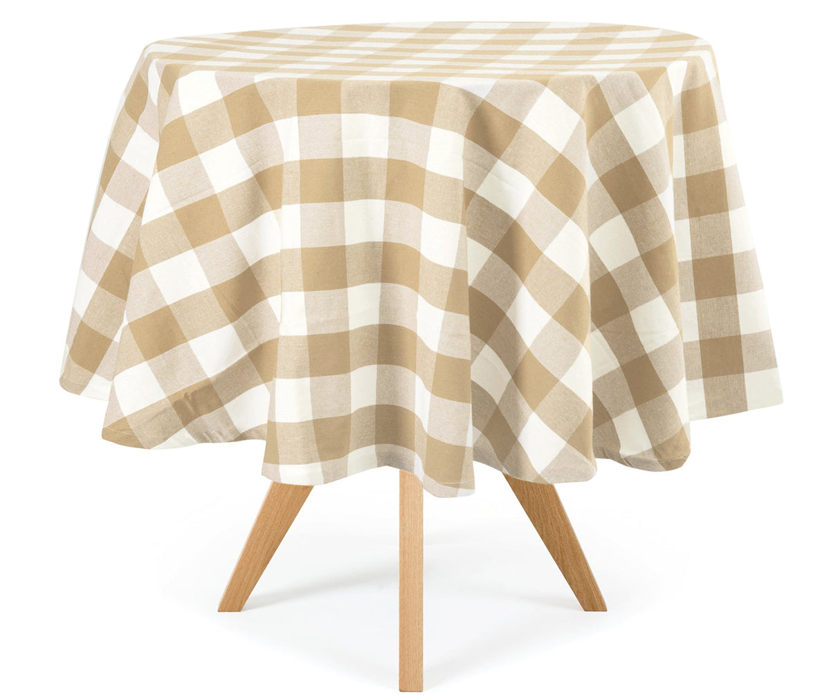 Beige Gingham Tablecloth