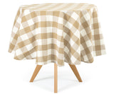 Beige Gingham Tablecloth