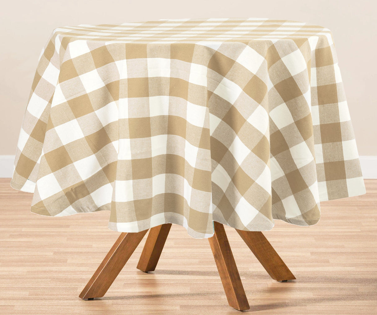 Beige Gingham Tablecloth