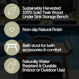 Norwegian Natural Teak Shower and Bath Curved Spa Bench with Shelf - 30"
