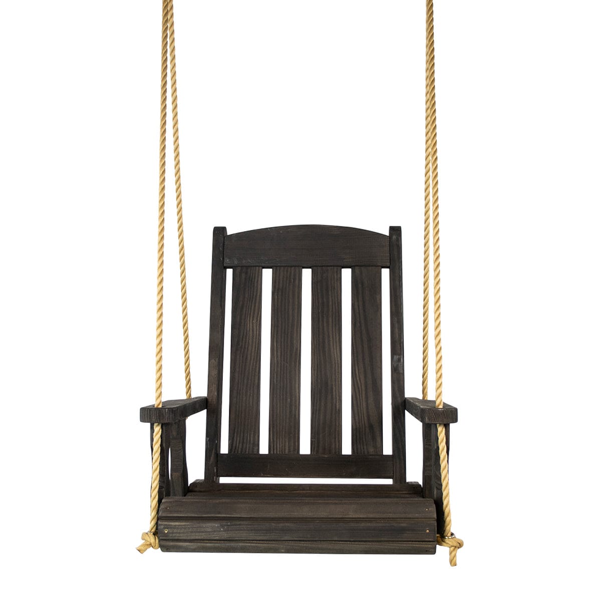 Heavy Duty Outdoor Wood Swing - Black Stain