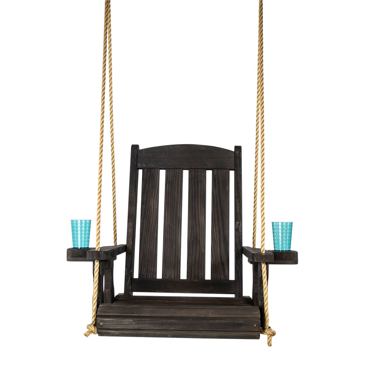 Heavy Duty Outdoor Wood Swing - Black Stain