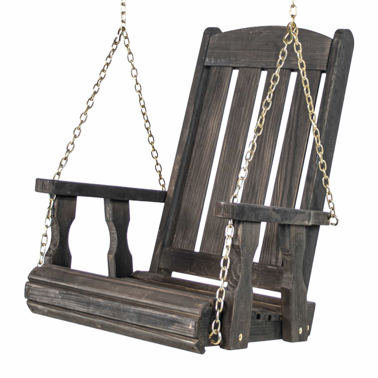 Heavy Duty Outdoor Wood Swing Chair - Black Clearcoat