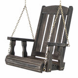 Heavy Duty Outdoor Wood Swing Chair - Black Clearcoat